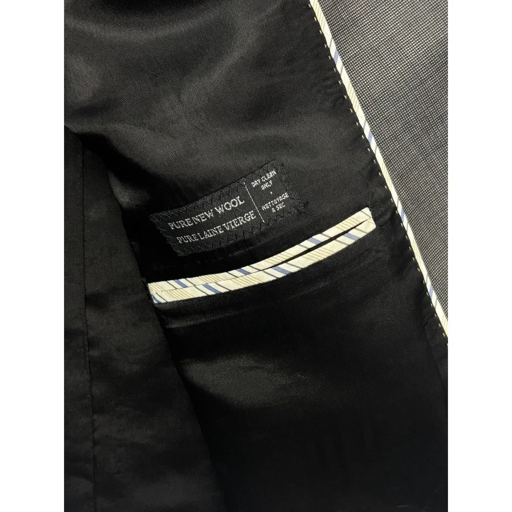 Gray Nailhead 54T 54L Blazer Jacket Sport Suit Coat 100% Wool All Season Mens